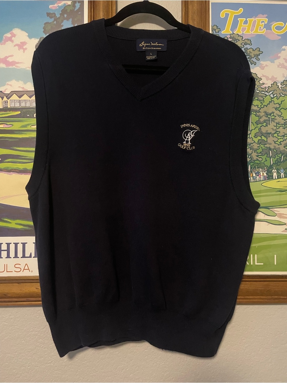 Byron Nelson Eleven Straight Golf Sweater Vest Large Innis Arden Golf Club Navy